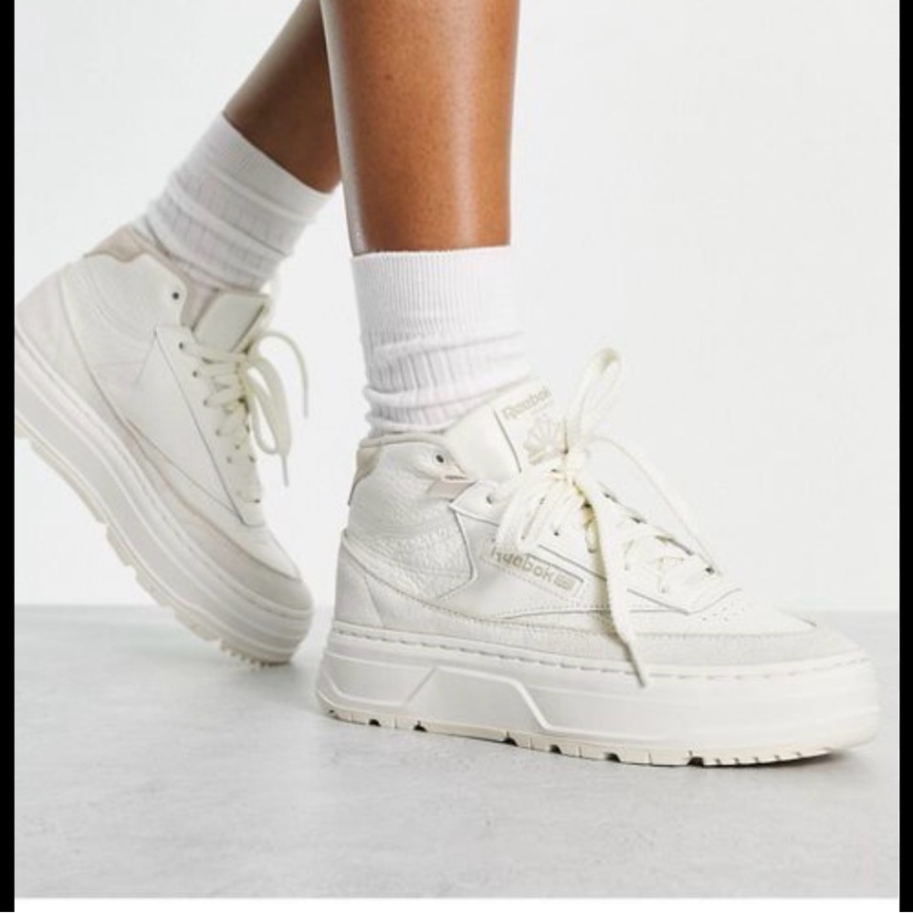 Reebok shoes Women's Off-White Platform High-Top Sneakers geo trainers size 9.5